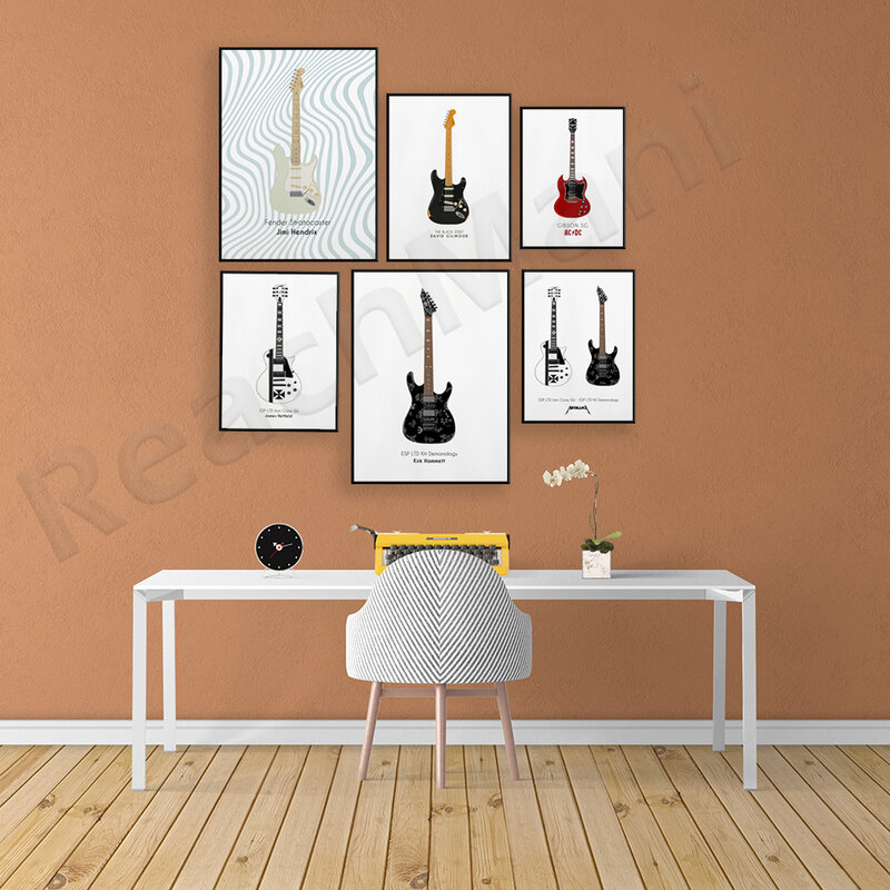Guitarra du groupe metálica, instrumento musical, lienzo, pintura, bar, arte de pared de moda, cartel de guitarra, decoración del hogar para sala de estar