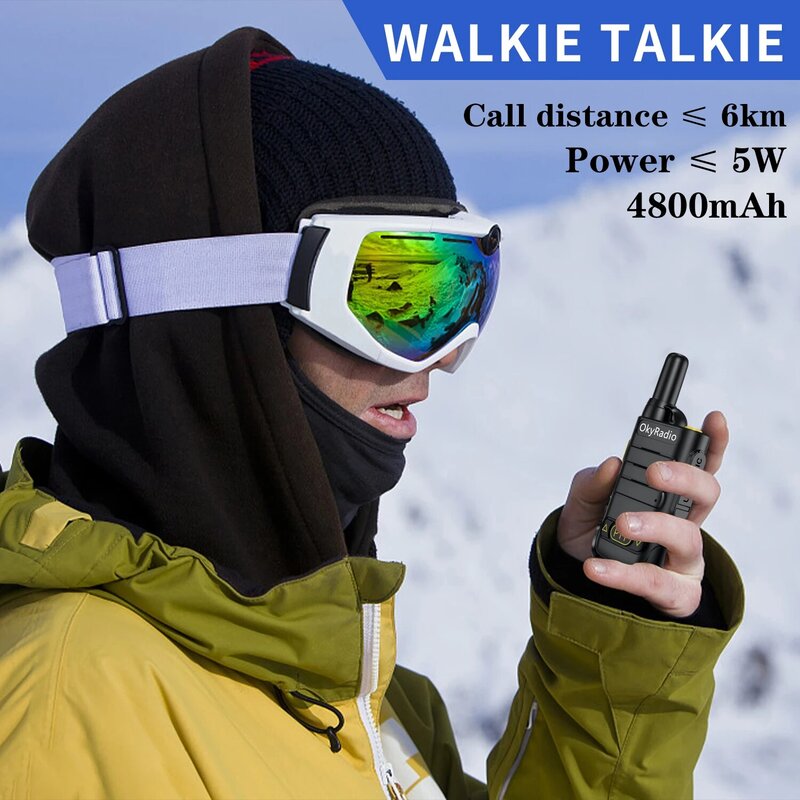 OkyRadio-Walkie Talkie portátil impermeable, 4800mah, 5w, distancia de habla de 6km, adecuado para el sitio de construcción al aire libre, gran oferta