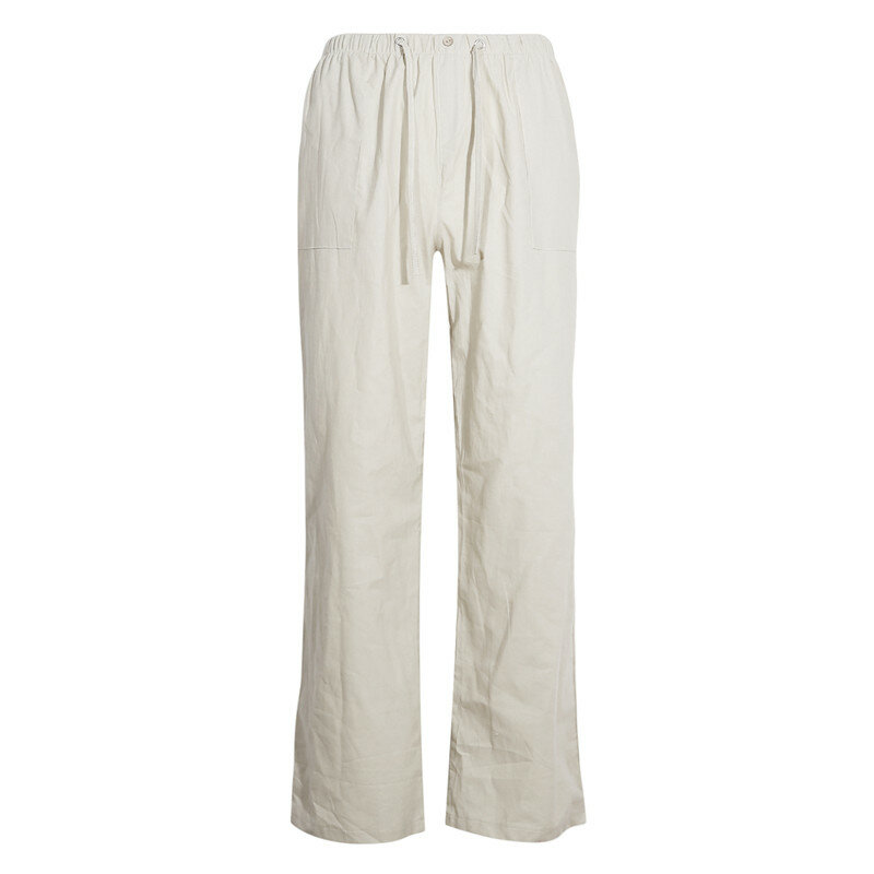 Pantalones informales de lino y algodón para hombre, ropa de calle deportiva transpirable de Color sólido para verano, novedad