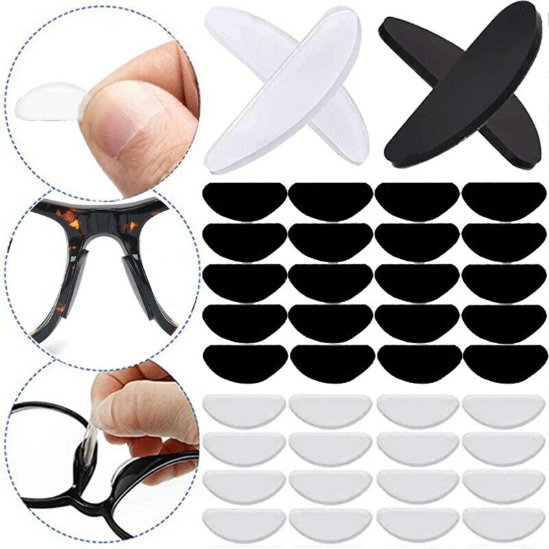 Almohadillas Adhesivas de silicona para gafas, antideslizantes, finas, blancas, accesorios para gafas, 20 pares