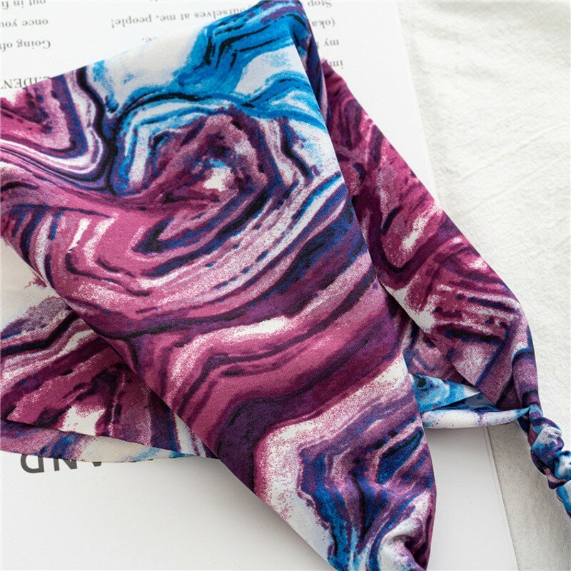 Printting Haar Sjaal Scrunchies Vintage Kleur Hoofdband Vrouwen Driehoek Haar Sjaal Elastische Haar Bandana Driehoek Haar Sjaal
