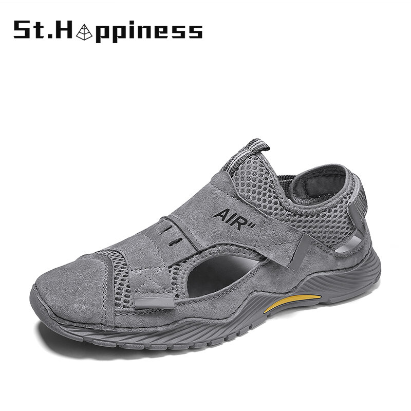 2022 New Summer Handmade Mesh Sneakers Casual Breathable Men Shoes Outdoor Beach Wading Shoes Comfortable Men's Sandals Big Size
