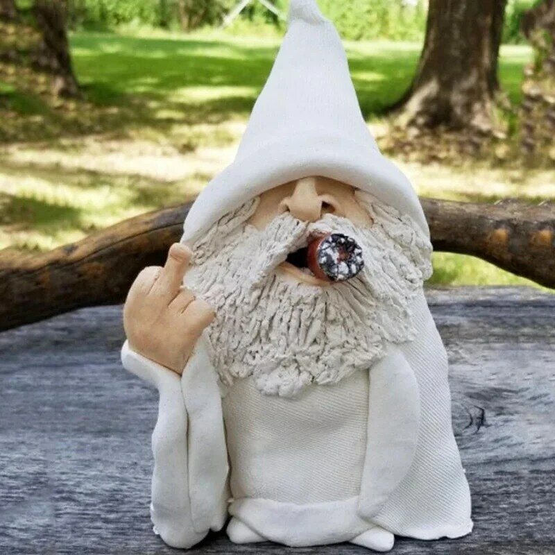 Engraçado fumar anão jardim escultura ornamentos escárnio feiticeiro gnome estátua ao ar livre indoor estatueta presente 2021 quintal casa decoração