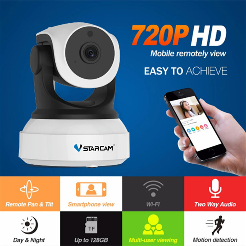 Kamera IP 720P Vstarcam Asli K24 CCTV Pengawasan Perlindungan Keamanan IR Kamera Penglihatan Malam untuk Tampilan Seluler Kamera Wifi Bayi