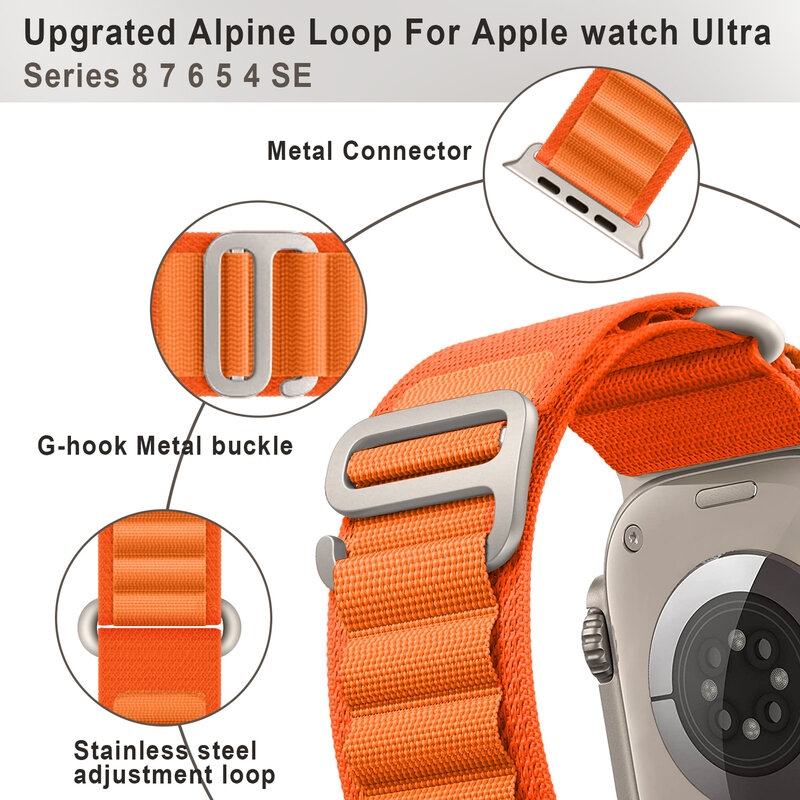Alpine Loop correas para el apple watch, pulsera de 44mm, 49mm, 40mm, 45mm, 41mm, 42mm, 38mm, 40mm, 44mm, 45mm, iWatch Ultra series 7, 6, 5, 3, se, 8