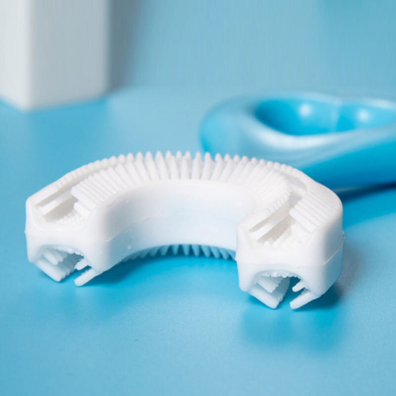 2022 novo quente 2-12 anos infantil escova de dentes em forma de u lidar com silicone escova de bebê crianças dentes oral cuidados com a boca-limpeza