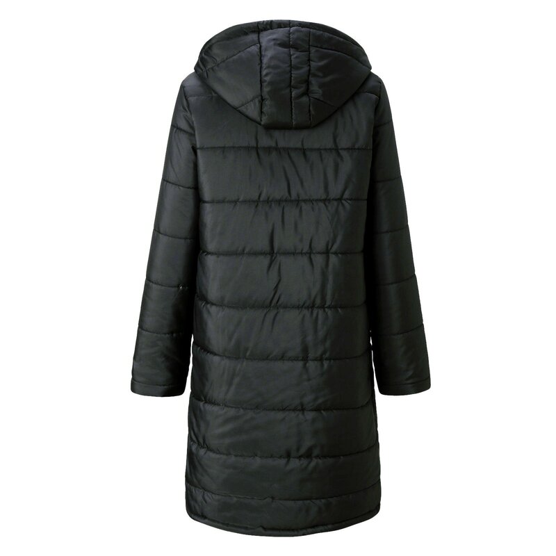 Chaqueta de plumón para mujer, abrigo cálido con bolsillos acolchados, chaquetas y abrigos de plumón, Chaqueta larga corta de invierno