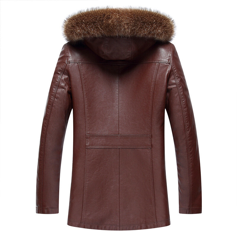 Veste Parka d'hiver en cuir de mouton pour homme, manteau Long, épais, surdimensionné, en fourrure véritable, M-5XL