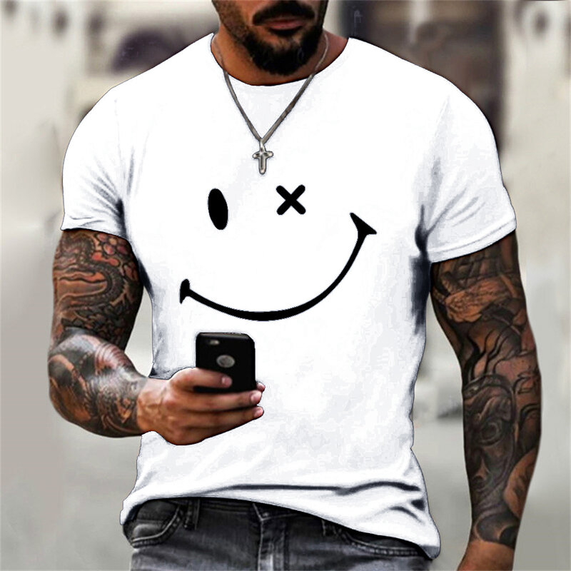 New Fashion Summer Fashion Solid Color Men's Women's Model T-shirt Simple Funny Print Loose Short Sleeve Top T-shirtmen clothing