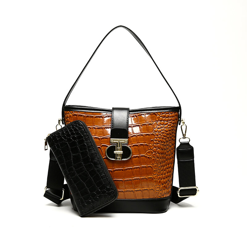Yilian Damen Tasche neue Umhängetasche Mode einfache Krokodil Muster eine Schulter Eimer tasche Premium Damen handtasche
