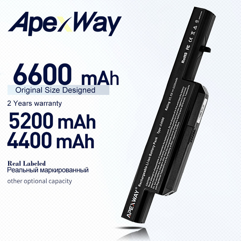 Apexway New 6 cells battery for Clevo C4500BAT-6 C4500BAT 6 B4100M C4500 C4500BAT6 B4105 B5100M B5130M W150 W240C W240HU W250H