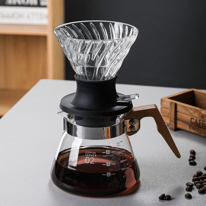 القهوة الذكية المنقط مجموعة قابلة لإعادة الاستخدام الزجاج دورق قهوة تصفية cupfilter صب أكثر من صانع القهوة V60 الغمر مخروطي يخمر باليد