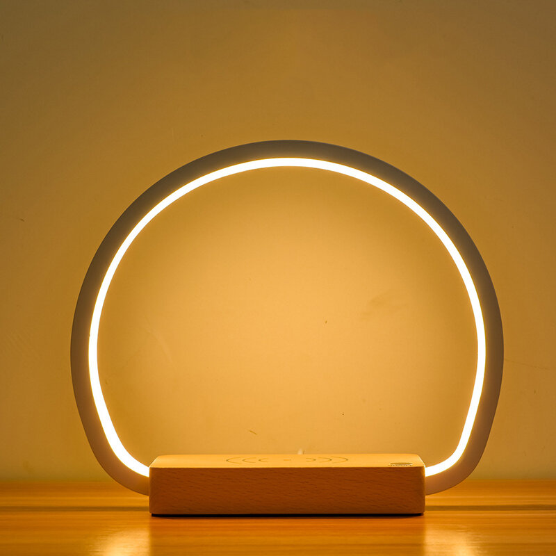 Lampu Malam LED Pengisi Daya Nirkabel Usb Lampu Konsol Sentuh Bluetooth Audio Dapat Diredupkan Lampu Baca Pelindung Mata untuk Rumah