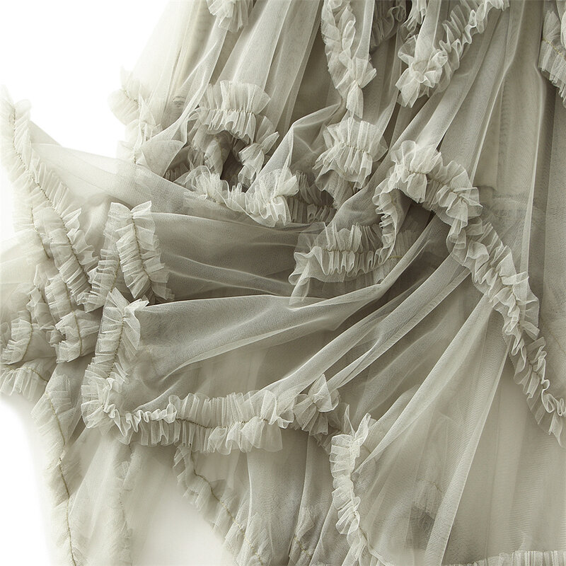 女性のためのヴィンテージチュールスカート,フリル付きのエレガントな5色の無地の和風スカート,2022