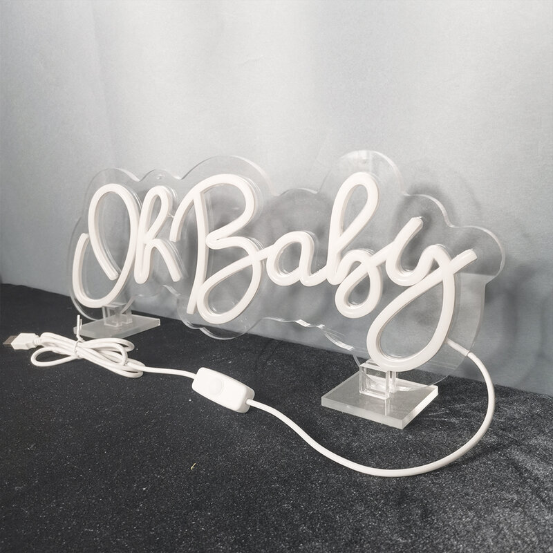 Неоновая вывеска DECO Oh Baby с USB, Детский Светильник для спальни, украшение для вечеринки, светодиодный светильник, детский подарок на день рожд...