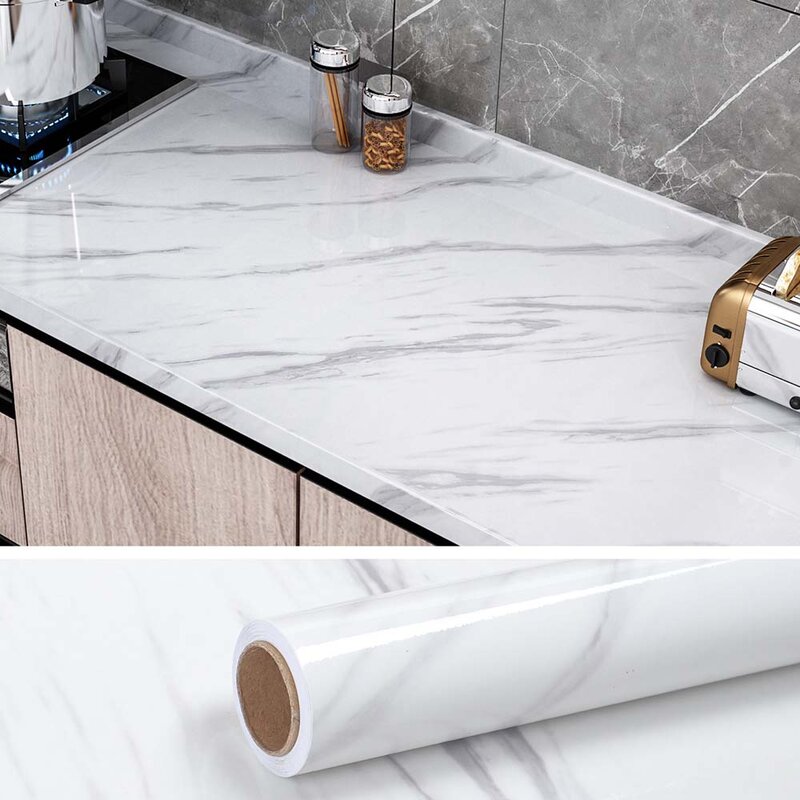 Новая одноцветная самоклеящаяся виниловая обои для гостиной мебель для кухни шкафа водостойкие наклейки из ПВХ мраморная контактная бумаг...