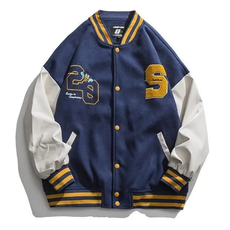 ColdYingan Street Hip-hop Letters Embroidered Jackets Coat Women's Y2K Trend Baseball Uniform Lovers Casual Loose Jacket Unisex