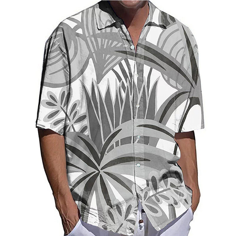 Moda camisas masculinas oversized camisa casual floresta impressão meia manga topos roupas dos homens hawaiian férias cardigan blusas high-end