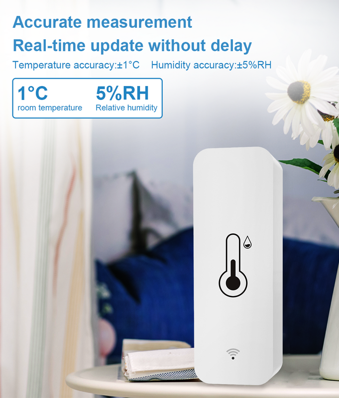 Wifi tuya inteligente temperatura e umidade sensor de trabalho com alexa e casa do google