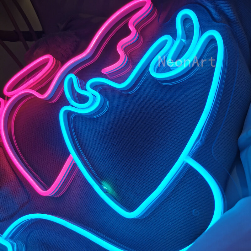 Malaikat dan Iblis Neon LED Tanda-tanda Malam Toko Pub Toko Permainan Kamar Tidur Dekorasi Dinding Pesta Ulang Tahun Pernikahan Dekorasi Restoran