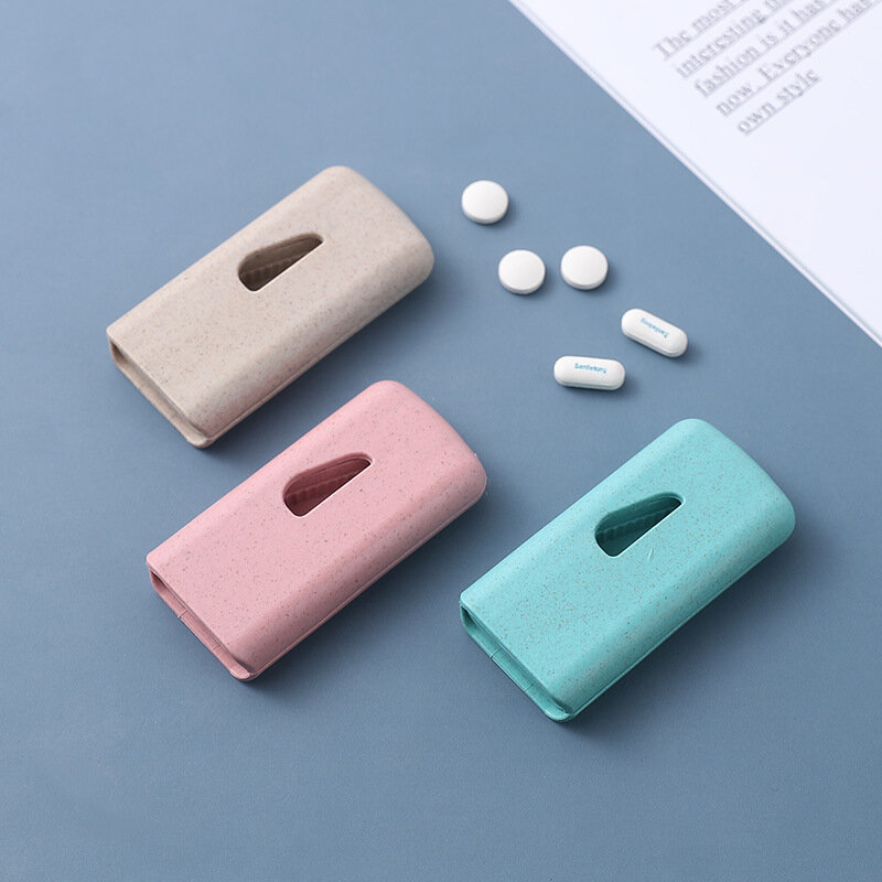 1 Buah Mini Berguna Portabel Penyimpan Pil Obat Tablet Cutter Splitter Kotak Penyimpanan Pil Tablet Pemotong Pil Pembagi