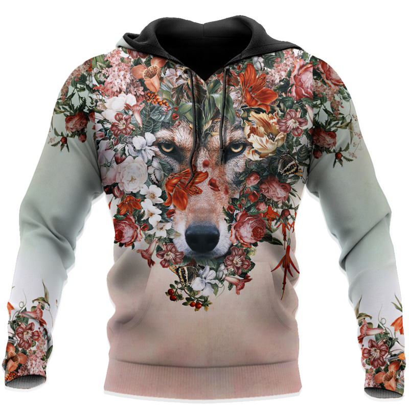 Nova chegada moda hoodies dos homens 3d lobo impresso solto apto moletom para homem streetwear com capuz engraçado marca pulôver-75