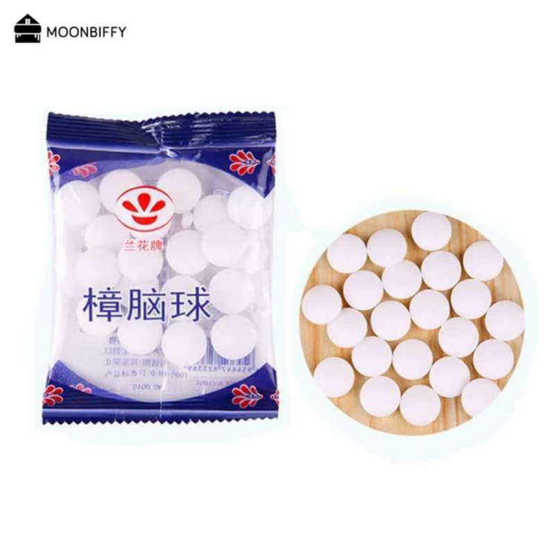 20pcs/bag Natural Camphor Ball Mildew Proof Pills Moth Balls Wardrobe Shoes Odor Removal Insect-resistant Moth-proof Household