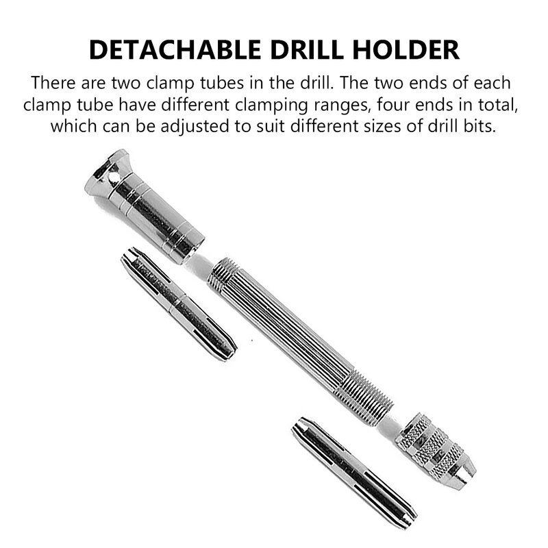 Professional Mini Hand Drill Set with 10pcs High-speed Steel Twist Drill Bit Set Holder Double Chuck Hand Drill Little Pin Vise