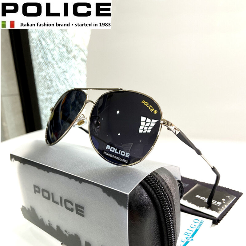 Полиция Роскошные брендовые солнцезащитные очки для мужчин Поляризованные линзы Авиаторы Солнцезащитные очки UV400 Мужские очки для улицы с...
