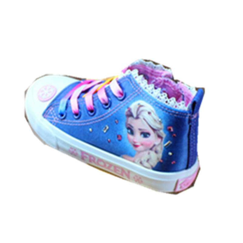 Disney Frozen Girls Anna Elsa Princess Canvas Boots Children High Sneaker Cartoon Soft Casual Baby Kids Shoes