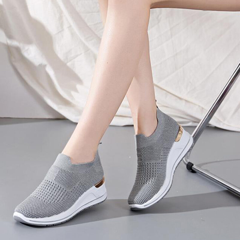 حذاء رياضي نسائي 2022 سهل الارتداء حذاء نسائي بلون سادة حذاء نسائي مقاس كبير حذاء بلكنيز للسيدات Zapatillas Mujer