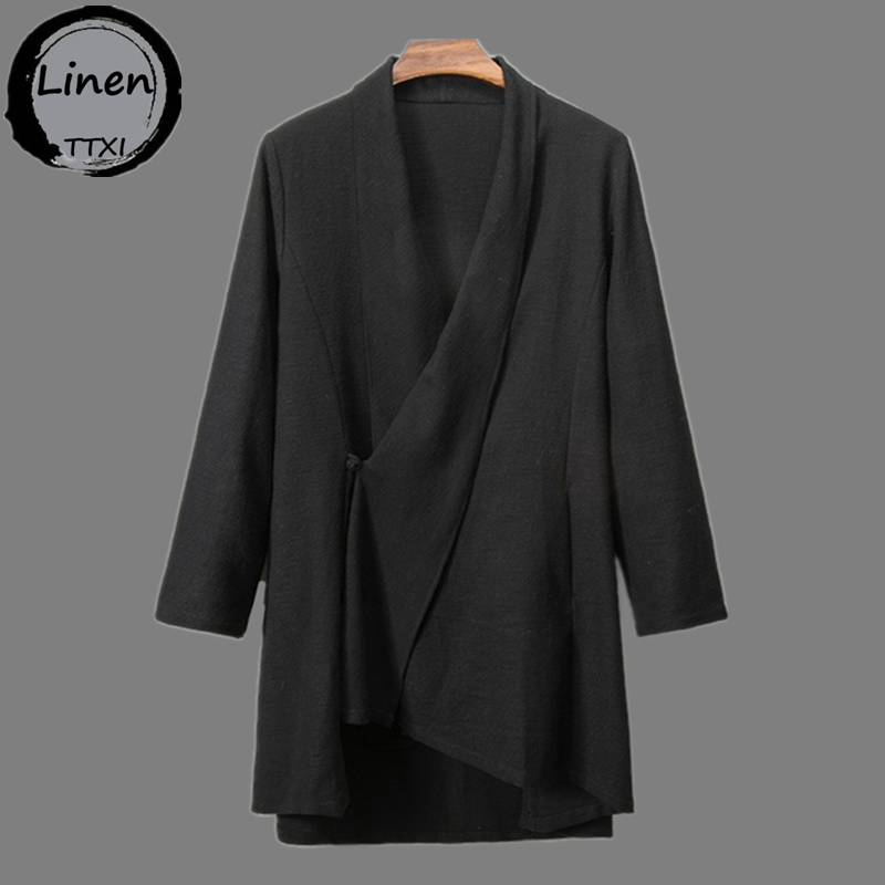 Mens Chinese Tang Suit Ancient Style Han Suit Autumn Retro Men Clothing Cloak Coat Ethnic Style Zen Suit Long Gown