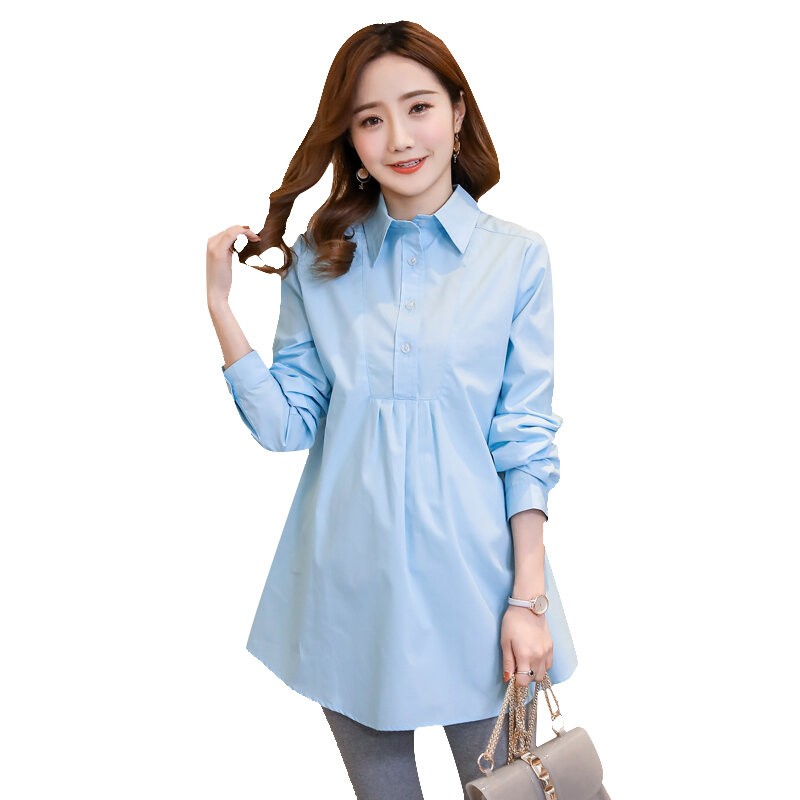 1801# OL Formal Work Maternity Blouses A Line Loose Ties Waist Shirts Clothes for Pregnant Women Spring Autumn Pregnancy Tops