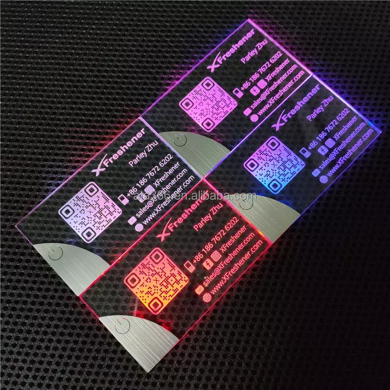 맞춤형 디자인 럭셔리 LED 아크릴 명함 로고, 소기업 명함 인쇄용 감사 카드, 2 2022 신제품