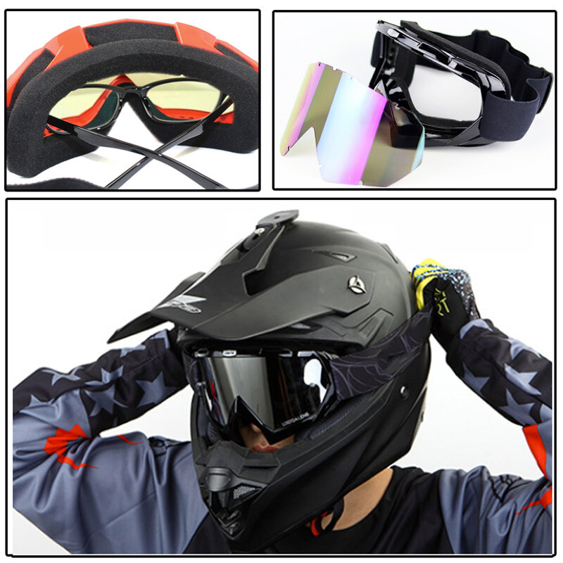 Alta resistência motocross óculos de proteção capacetes da motocicleta headwear equipamentos sujeira bicicleta gafas anti-uv à prova de chuva anti-nevoeiro