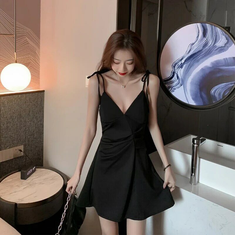 Korean Fashion Vestidos De Mujer Casual Verano Vintage Clothes for Women Clothing Skirts Black Dress Evening Dresses Ropa Mujer