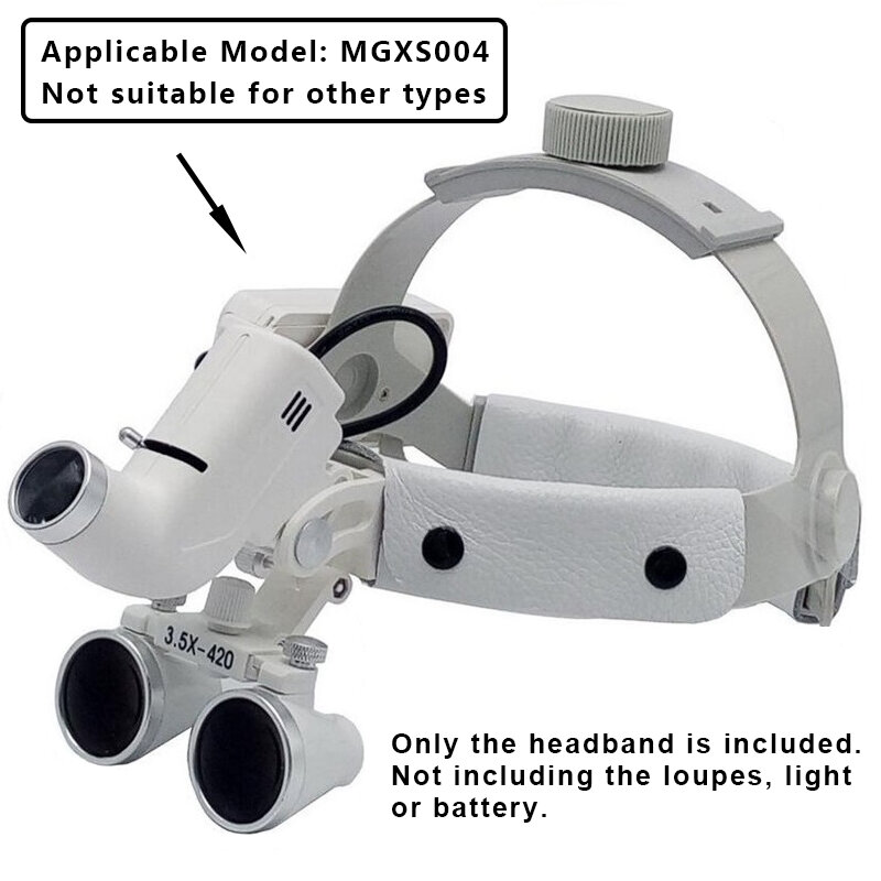 Diadema ligera para lámpara Dental y lupas, casco de lupa de plástico con Clip de batería, solo apto para modelo MGXS004