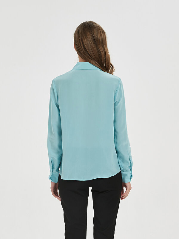 Blusas de seda 100% auténtica para mujer, Tops básicos de manga larga con botones, camisas elegantes formales a la moda
