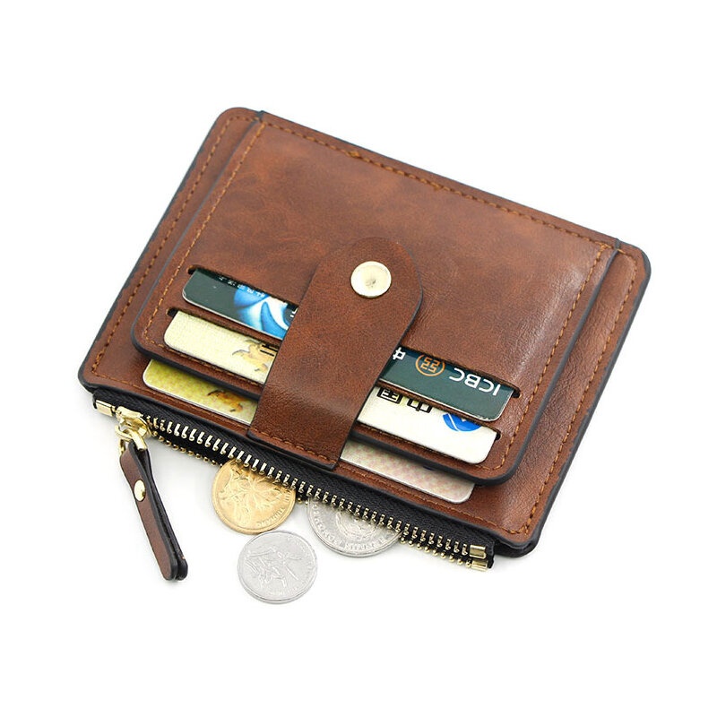 Маленький модный держатель для кредитных карт, тонкий кожаный кошелек с карманом для монет, мужской кошелек для денег, чехол для мужчин, жен...