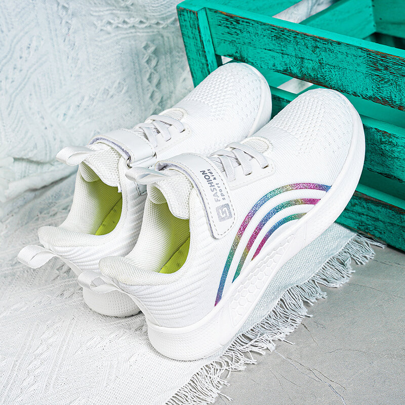 لطيف الفتيات حذاء كاجوال شبكة بيضاء أحذية رياضية طالب الاطفال الصيف جورب الأحذية موضة الأطفال أحذية رياضية تينيس تشغيل الخريف