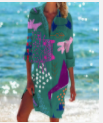 Camisa de viaje con botones en V para mujer, camisa Bohemia con estampado 3D, falda de playa para fiesta, verano 2022