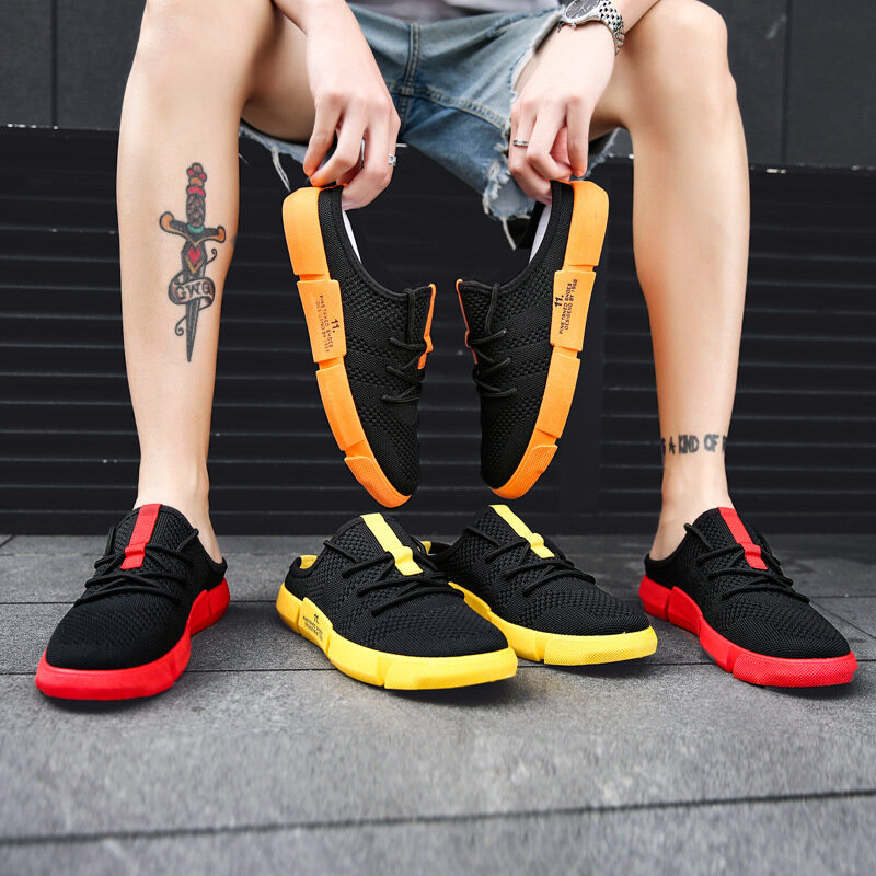 Men Half Shoes Summer2020 Trend Half Slippers Tow Beach Shoes Men Breathable Flying Woven Non-slip Fashion Wear Personality