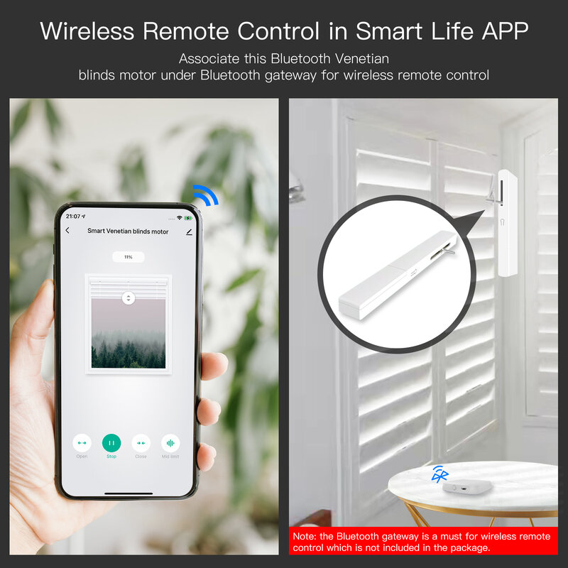 Tuya Bluetooth Smart Adjustable Blinds Motor USB Charging Plantation Shutters Window Smart Life Alexa Google Home Voice Control