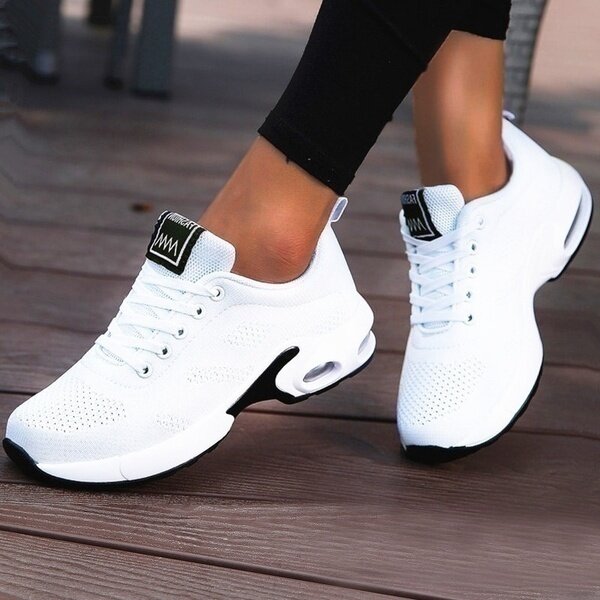 Tênis casual respirável feminino, calçado esportivo leve para caminhada ao ar livre