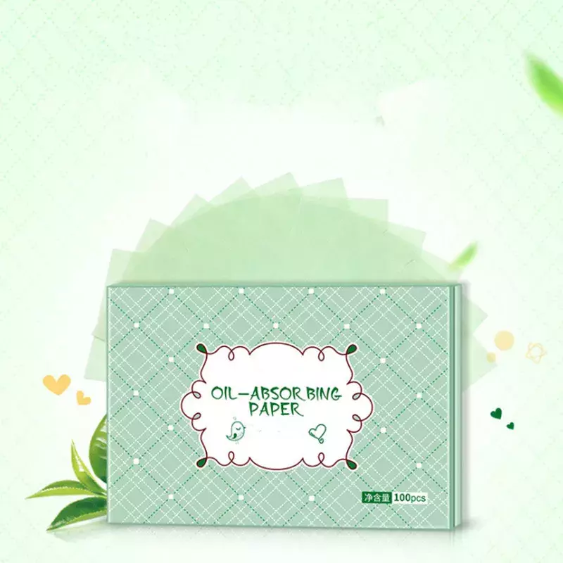100 folhas/pacote chá verde facial óleo blotting folhas de limpeza de papel rosto controle de óleo absorvente papel beleza maquiagem ferramentas