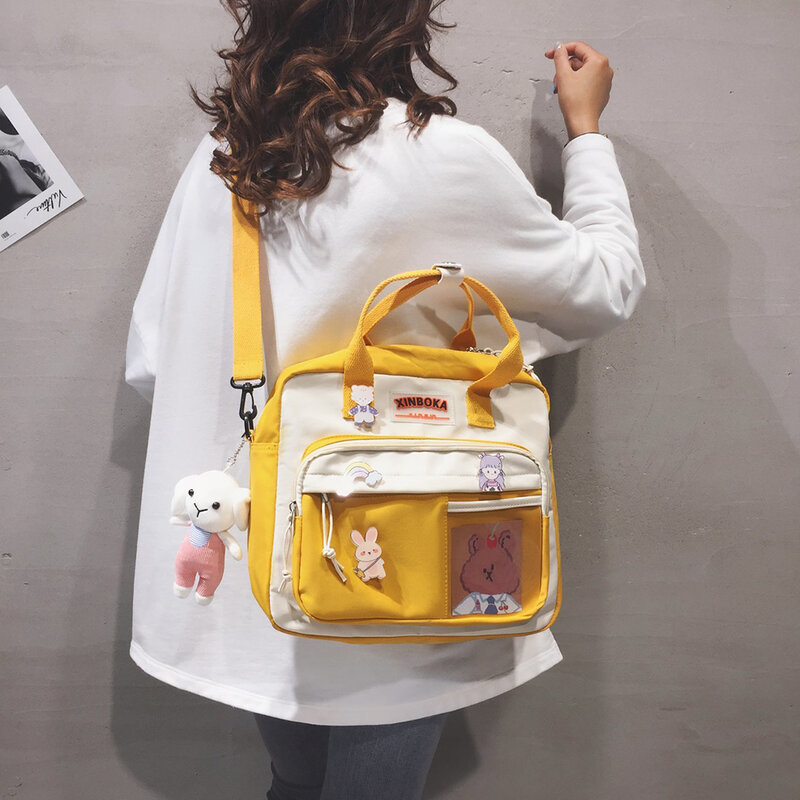 Kawaii حقيبة ظهر تحمل على الكتف الكورية اليابانية الطلاب حقيبة مدرسية ضرب لون النايلون لطيف فتاة السفر حقائب ساعي مموهة