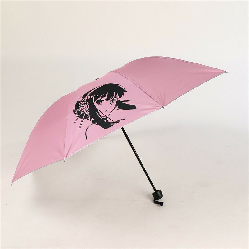 Japonês dos desenhos animados anime spy x família rosa dobrável guarda-chuva cosplay adereços yor falsificador impressão dobrável sun guarda-chuva 50cm navio da gota