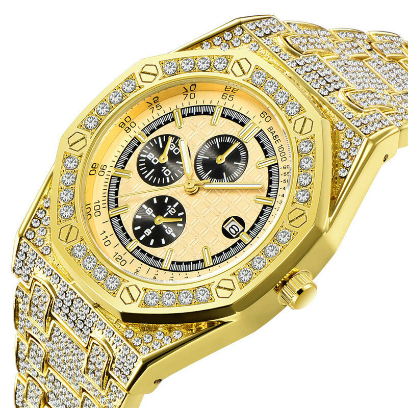 2023 Fashion Iced Out Watch Men Hip Hop Diamond Mens Watches Top Brand Luxury Quartz Watch Clock Relogio Masculino Drop Shipping