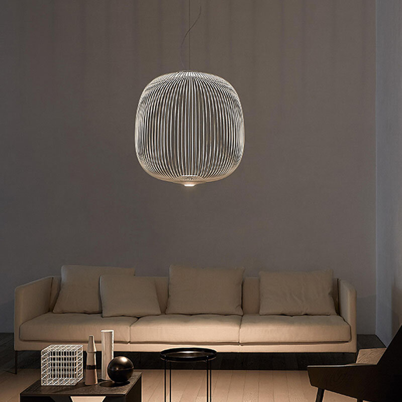 Скандинавская роскошная люстра со спицами, креативная светодиодсветодиодный железная лампа в виде клетки для птиц, гостиной, столовой