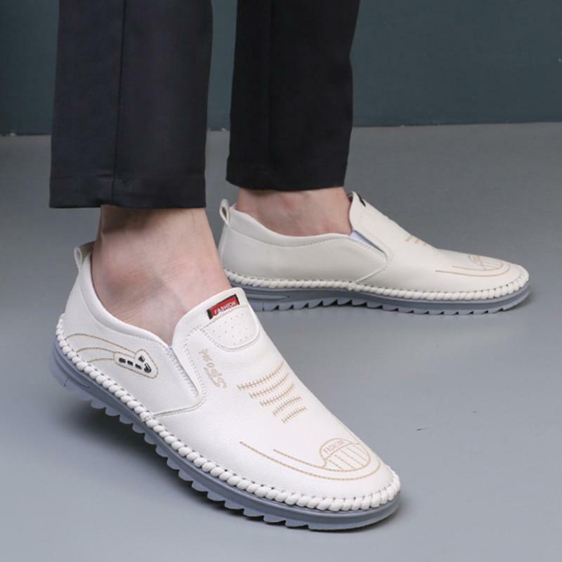 Casual Shoes for Men Pu Leather Loafers Sneakers Summer Breathable Soft Soled Flats Business Non Slip Loafers Fashion Shoes